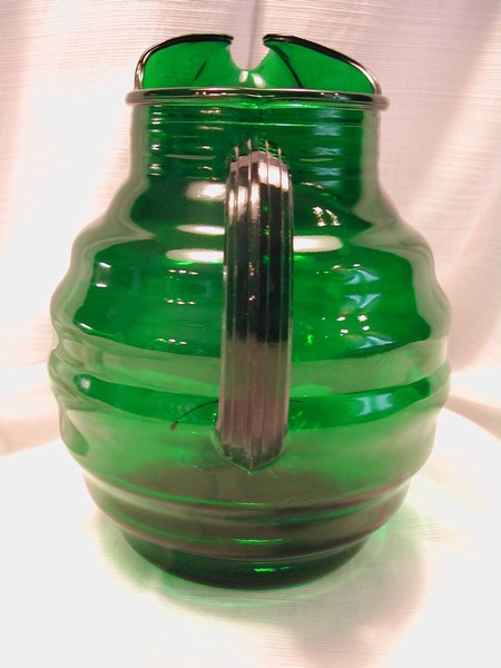 Anchor Hocking Forest Green Glass Whirly Twirly Pitcher