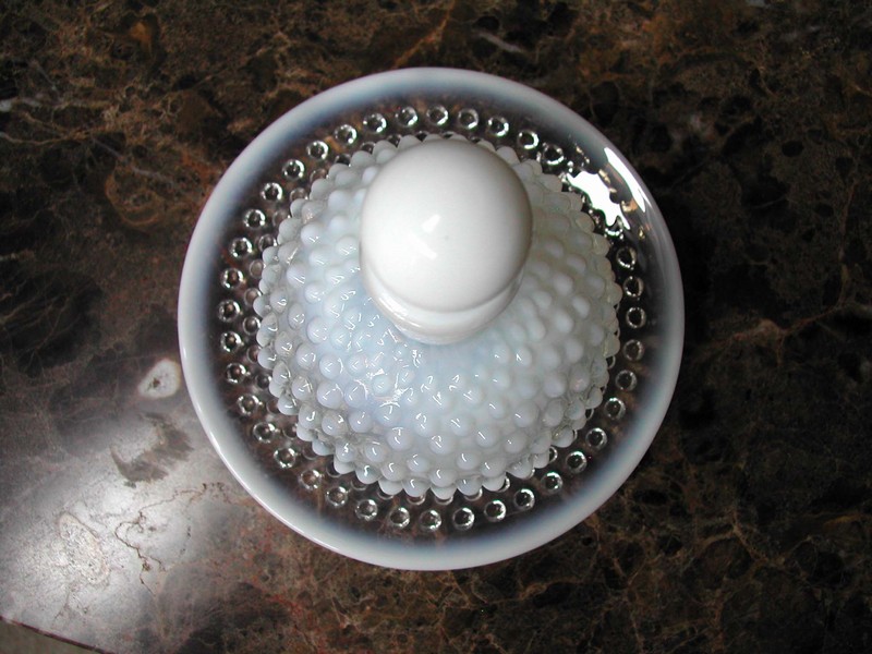 Anchor Hocking Moonstone Opalescent Hobnail Cologne Bottle