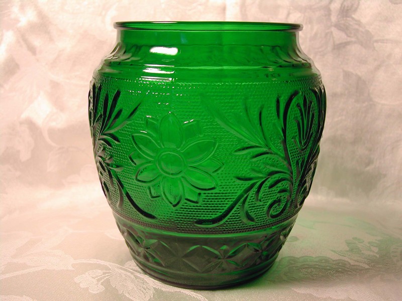 Anchor Hocking Sandwich Glass Cookie Jar Forest Green