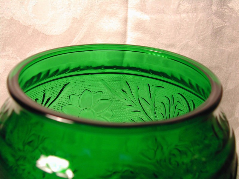 Anchor Hocking Sandwich Glass Cookie Jar Forest Green