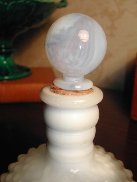 Opalescent Anchor Hocking Moonstone Glass Barber Bottle