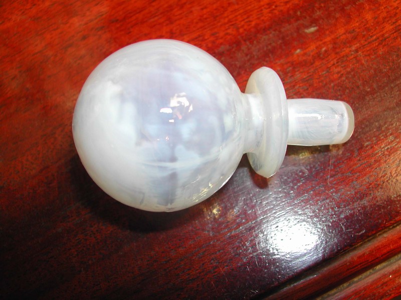 Opalescent Anchor Hocking Moonstone Glass Barber Bottle