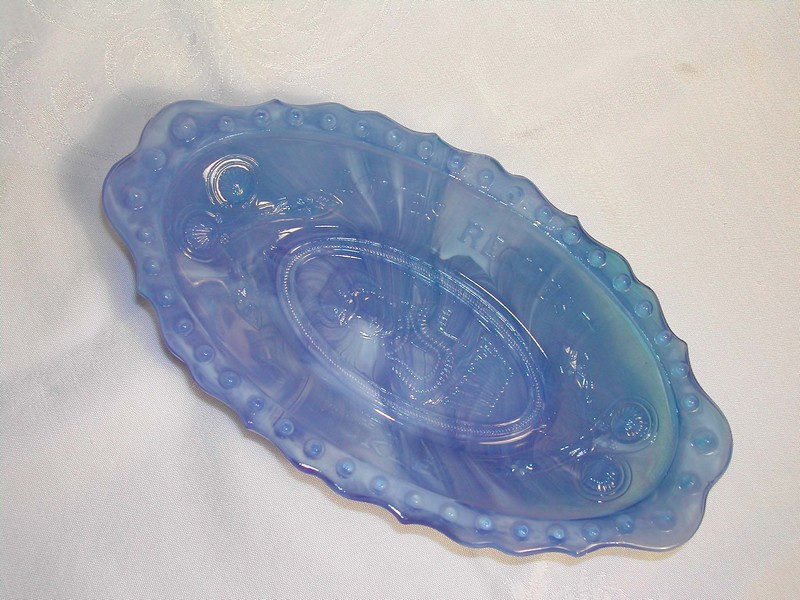 Blue Slag Glass Boyd Glass Co. Pickle Dish