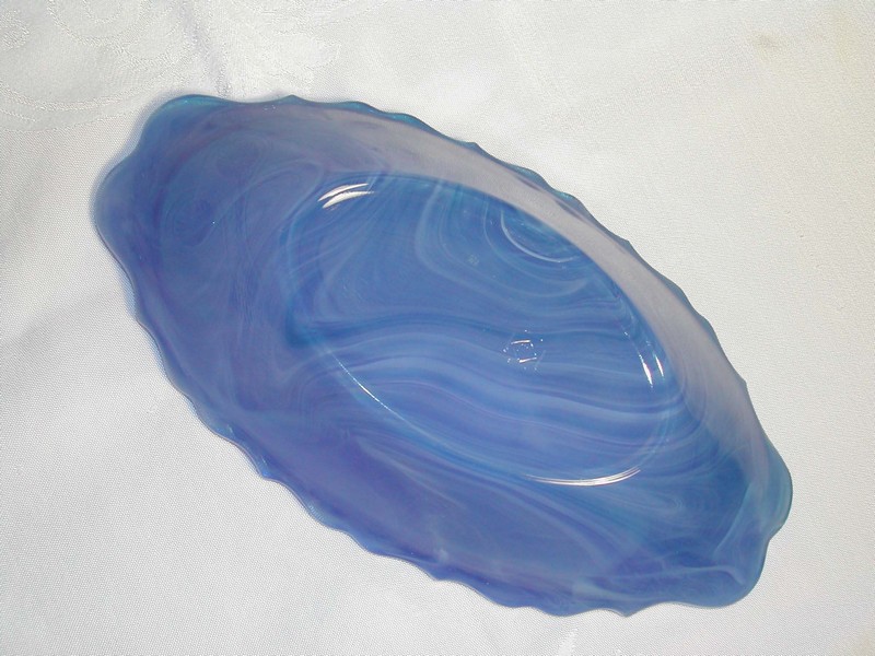 Blue Slag Glass Boyd Glass Co. Pickle Dish