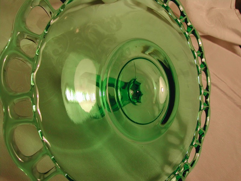 An Old Green Glass Lace Edged Server Deco Handle