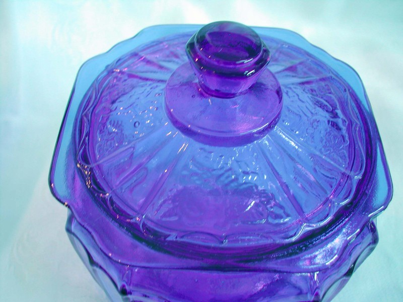 Cobalt Reproduction Hocking Glass Mayfair Open Rose Cookie Jar