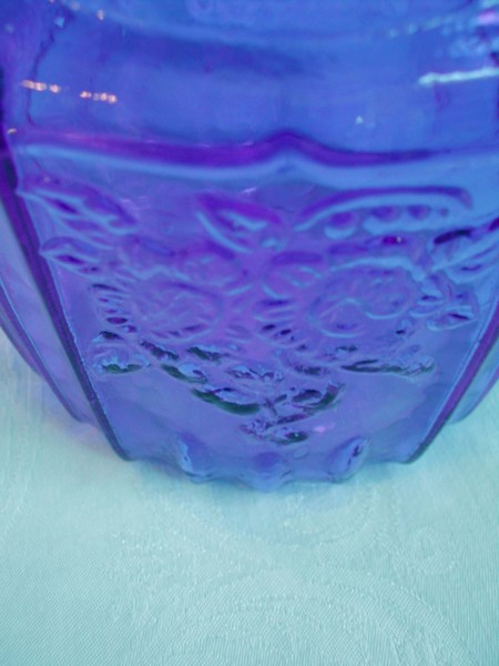 Cobalt Reproduction Hocking Glass Mayfair Open Rose Cookie Jar