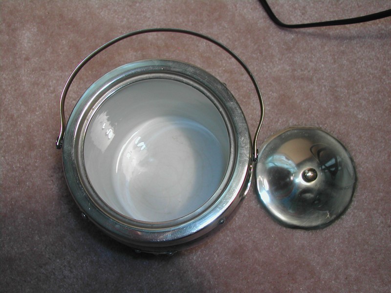 Vintage Treen Biscuit Barrel - Oak/Silver Plate