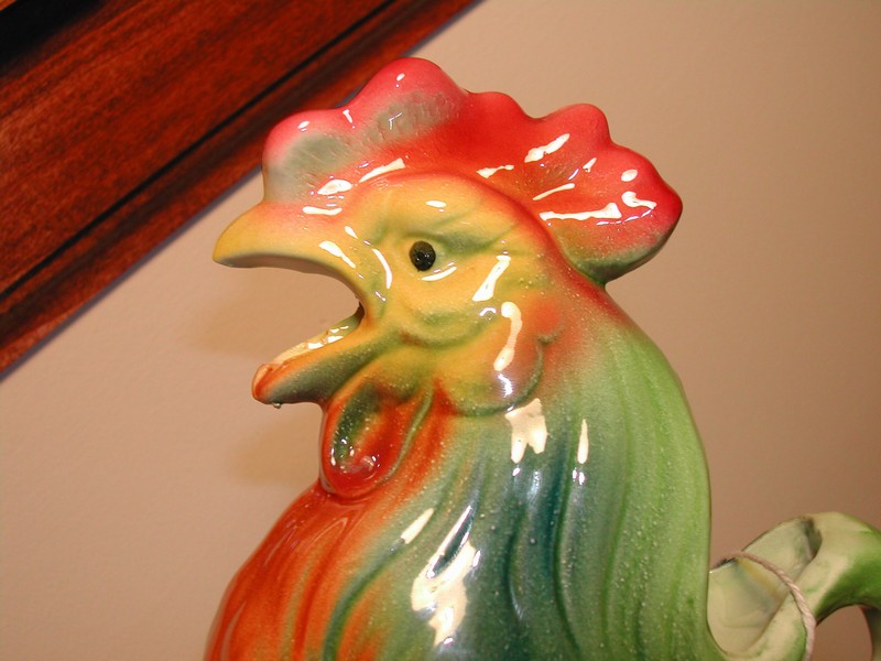 Vintage St. Clement French Majolica (Barbotine) Rooster Pitcher