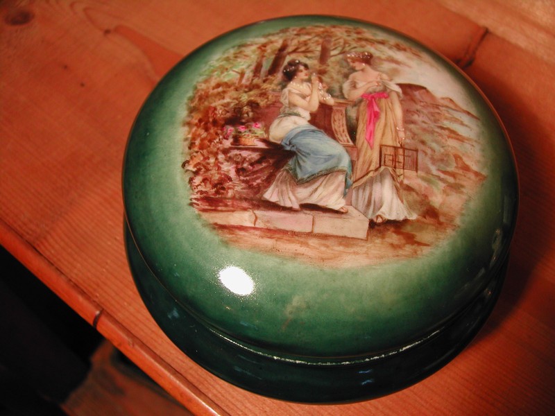 Large & Lovely Ladies Hand Painted Powder Jar