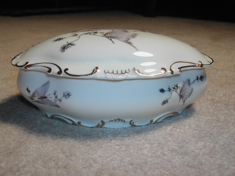 Elegant Limoges France Powder Jar Butterflies