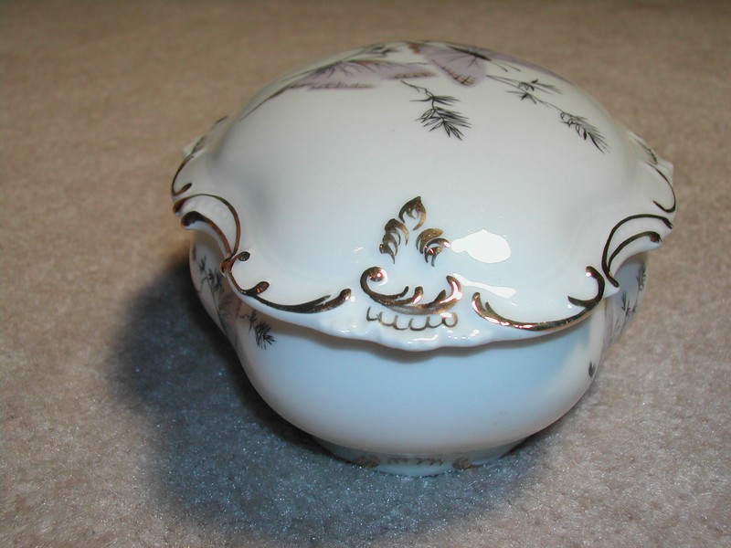 Elegant Limoges France Powder Jar Butterflies